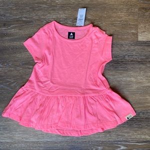 BABY GAP NEON PINK PEPLUM TOP FRILL SHORT SLEEVE